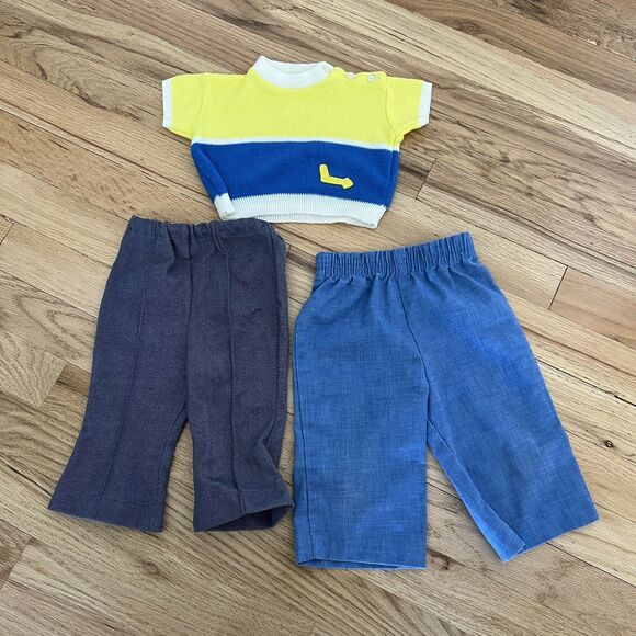 Vintage Baby Boy Clothes Lot of 11 0-6 Month pants one-piece shirt sweater vest - Picture 5 of 12